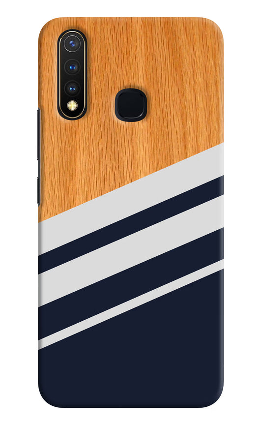 Blue and white wooden Vivo Y19/U20 Hard Case Back Cover by Casekaro