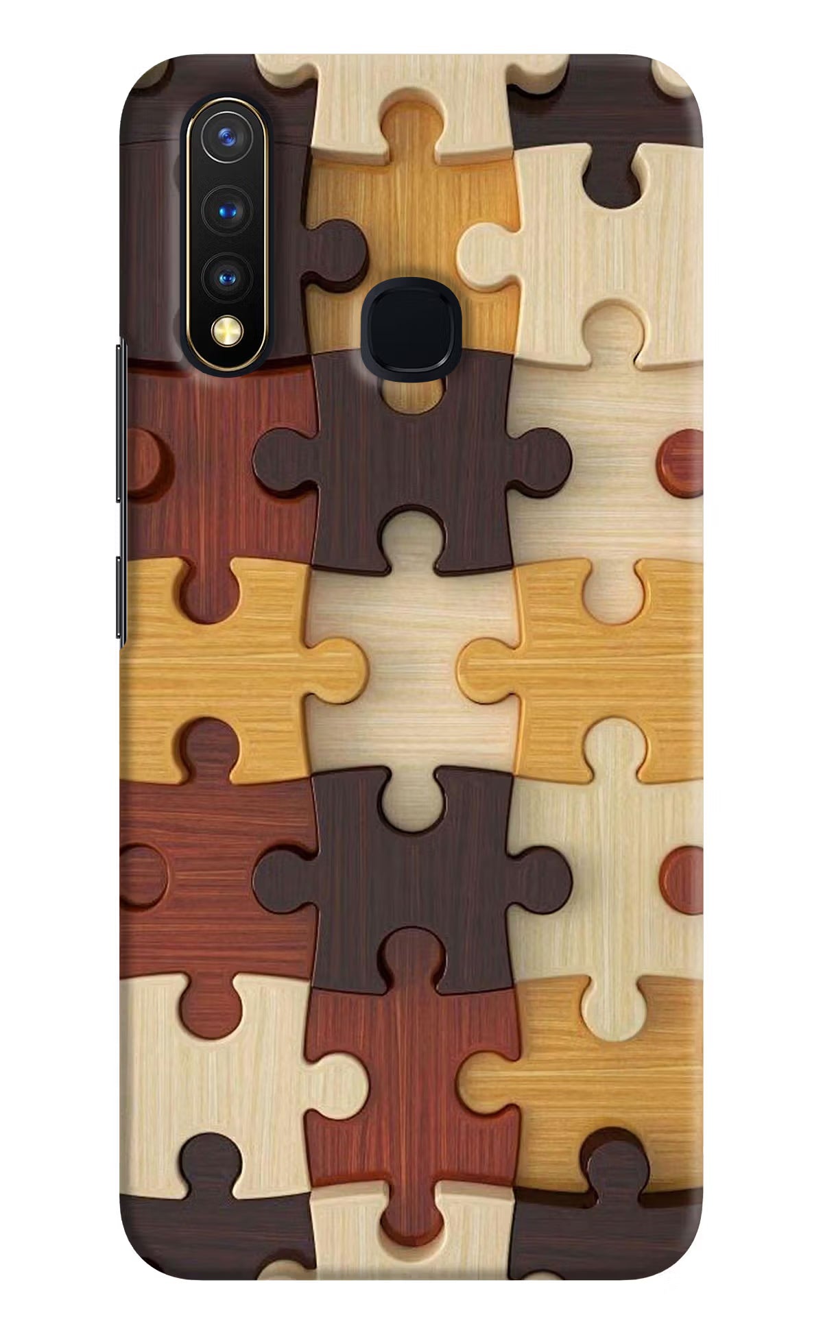 Wooden Puzzle Vivo Y19/U20 Hard Case Back Cover by Casekaro