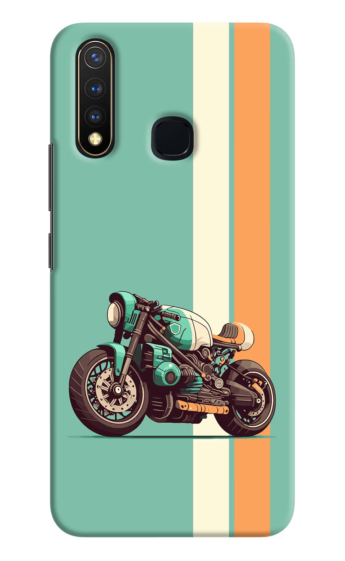 Striped Moto Drift Vivo Y19/U20 Hard Case Back Cover by Casekaro