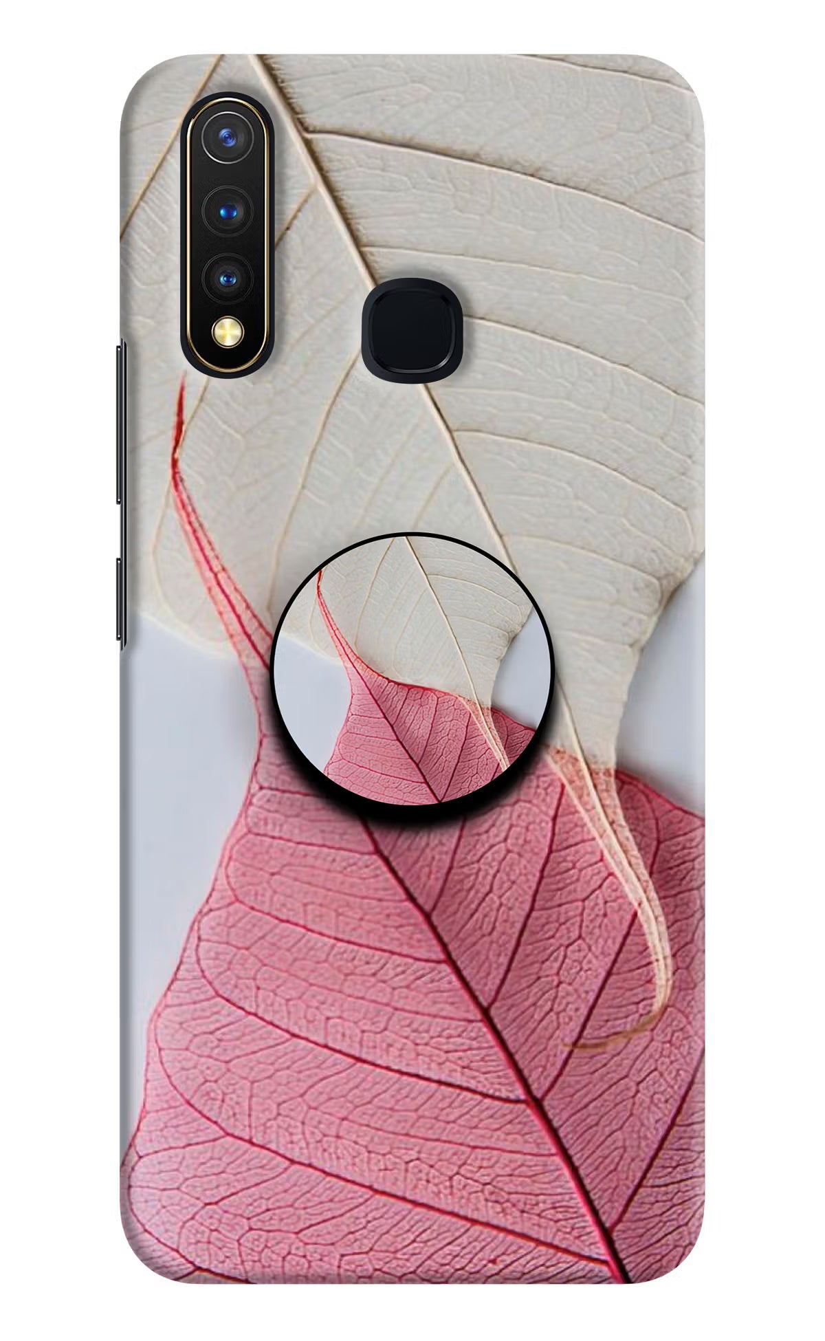 White Pink Leaf Vivo Y19/U20 Pop Case by Casekaro