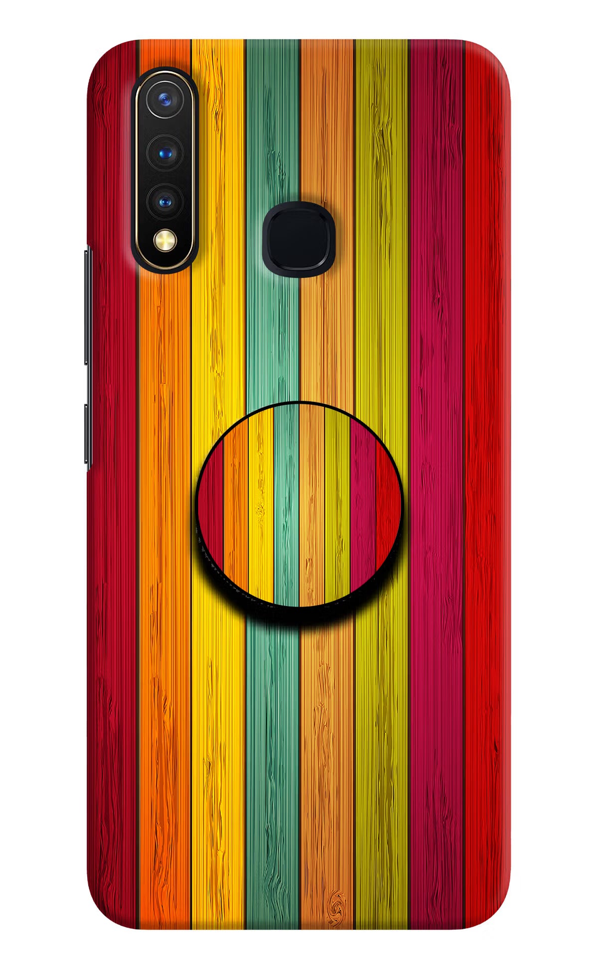 Multicolor Wooden Vivo Y19/U20 Pop Case by Casekaro