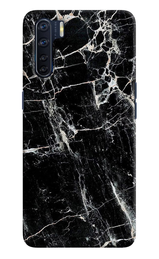 Black Marble Texture Oppo F15 Hard Case Back Cover by Casekaro