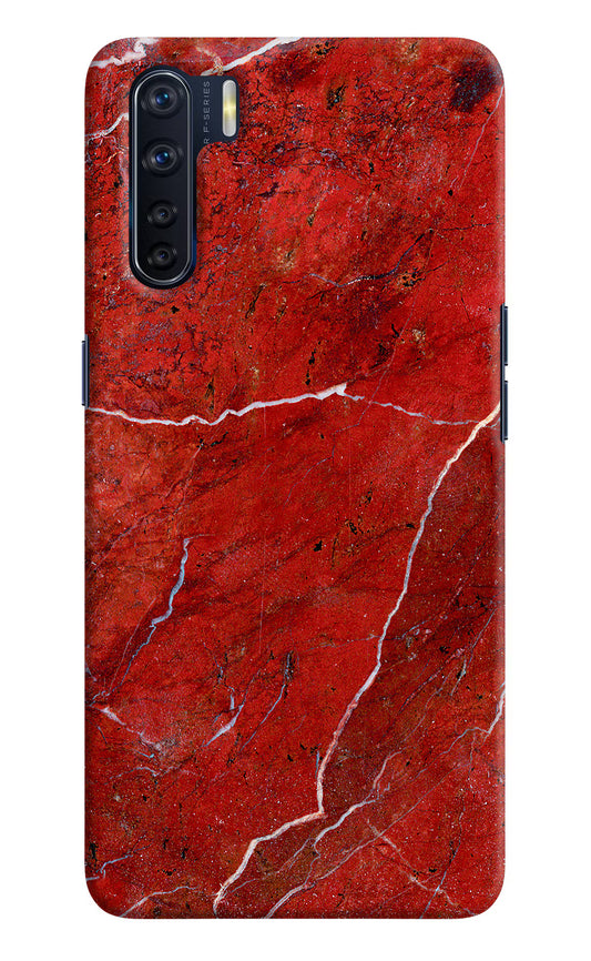 Red Marble Design Oppo F15 Hard Case Back Cover by Casekaro