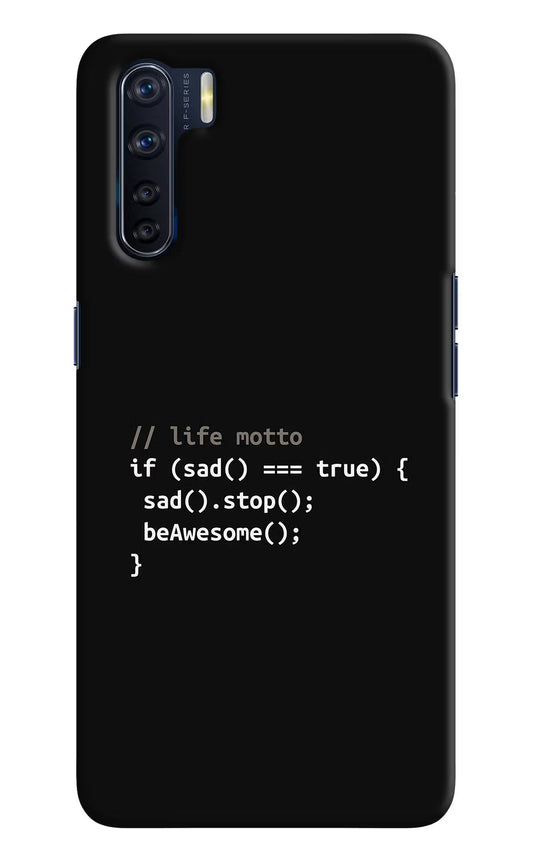 Life Motto Code Oppo F15 Hard Case Back Cover by Casekaro