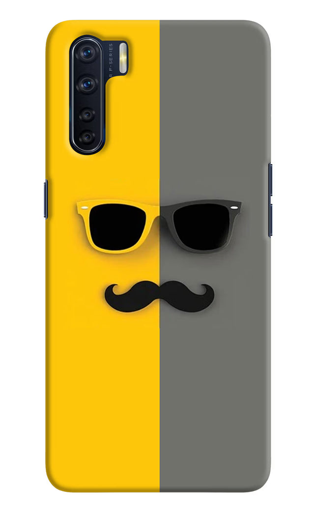Sunglasses with Mustache Oppo F15 Hard Case Back Cover by Casekaro