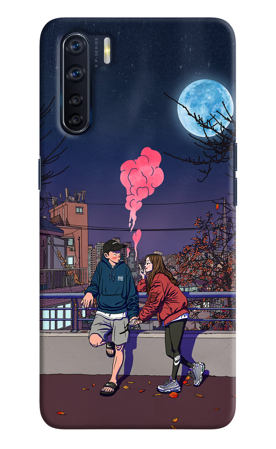 Chilling Couple Oppo F15 Back Cover, Hard case