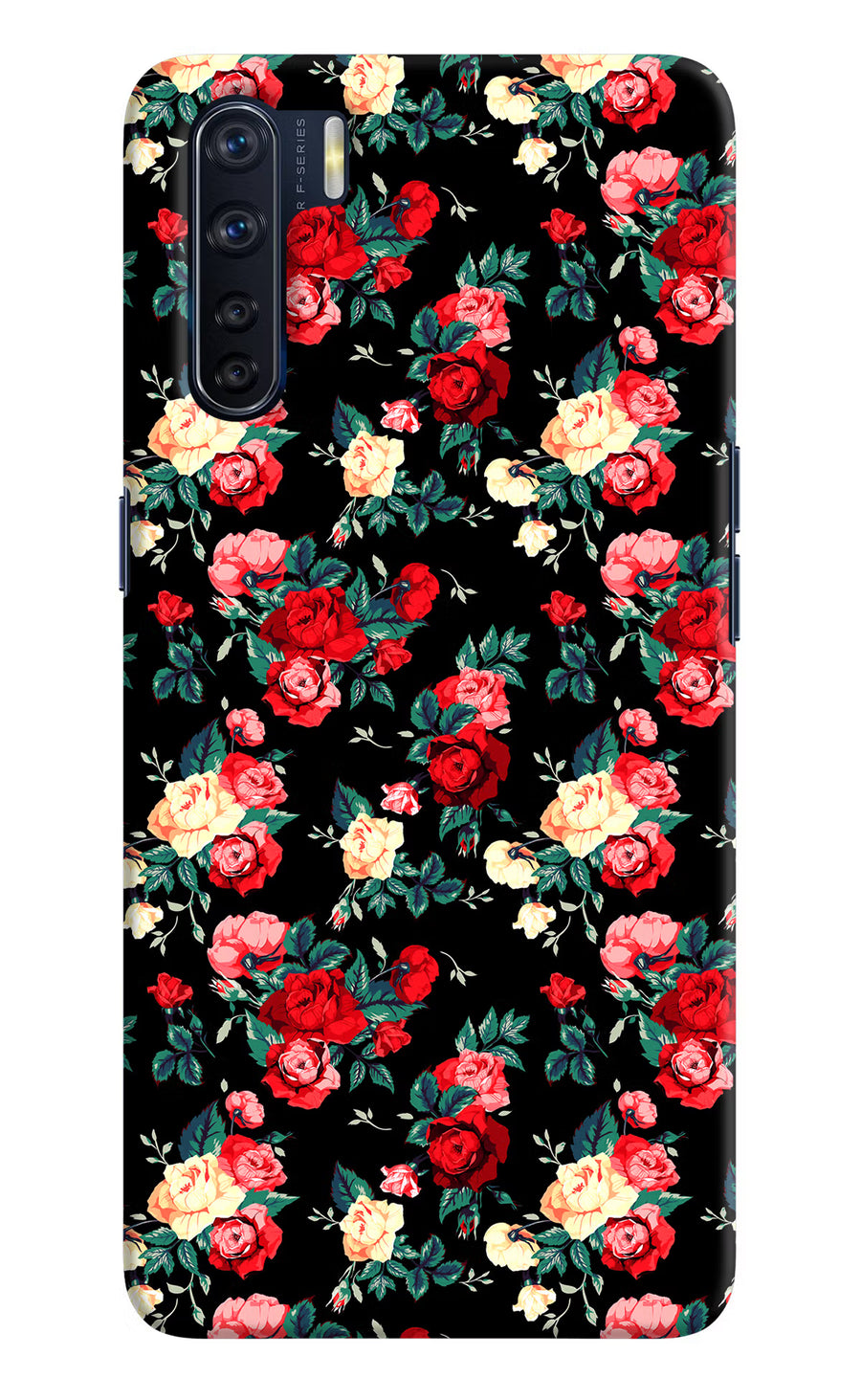 Rose Pattern Oppo F15 Back Cover, Hard case