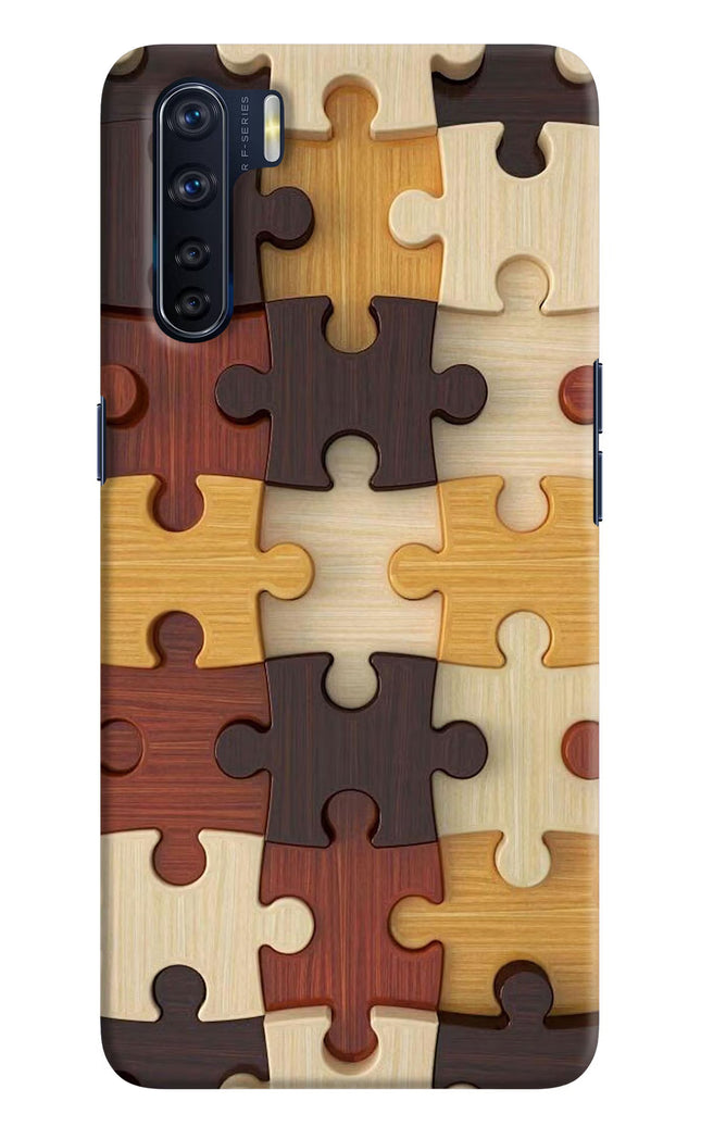 Wooden Puzzle Oppo F15 Hard Case Back Cover by Casekaro