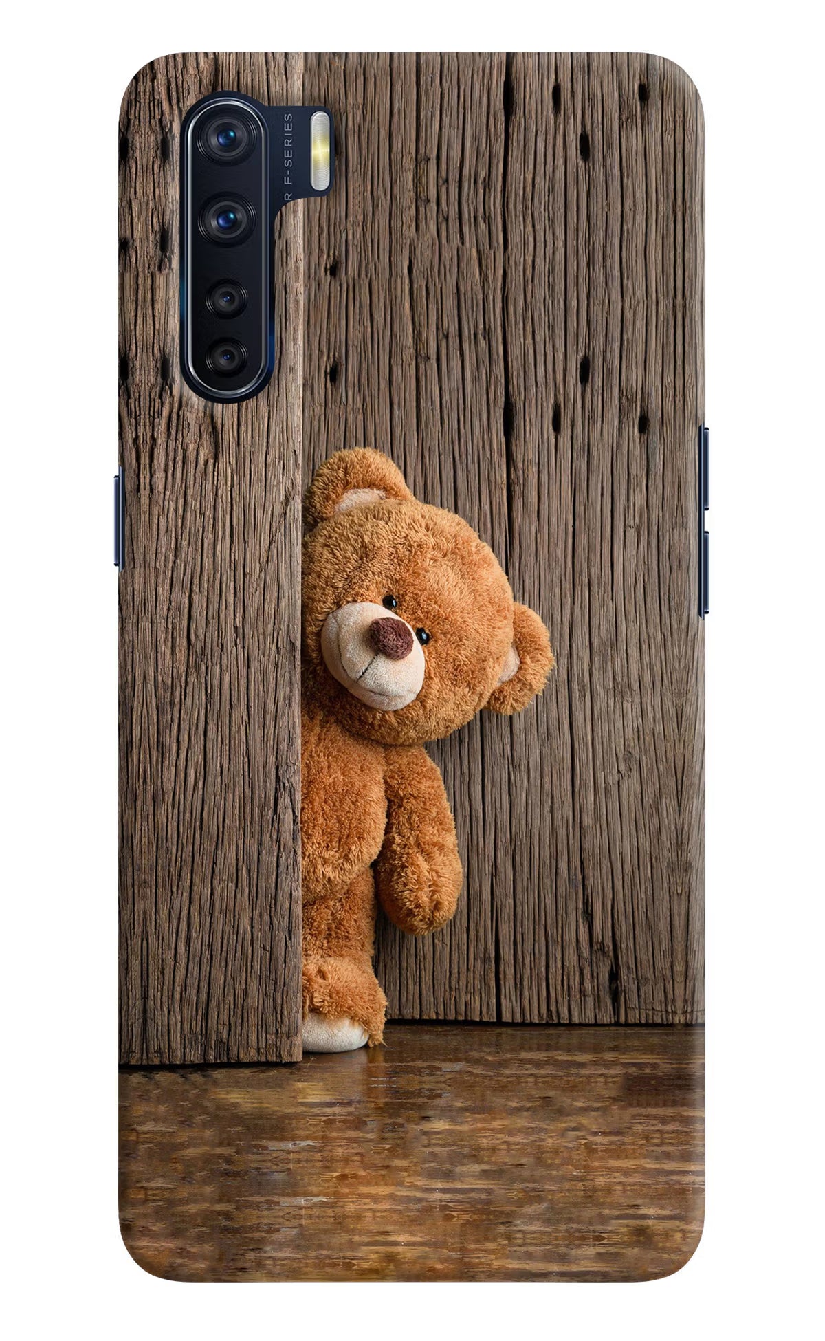 Teddy Wooden Oppo F15 Hard Case Back Cover by Casekaro