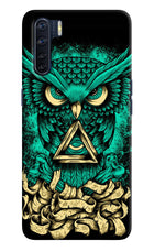Green Owl Oppo F15 Hard Case Back Cover by Casekaro