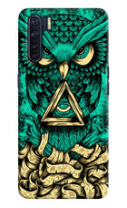 Green Owl Oppo F15 Hard Case Back Cover by Casekaro