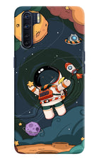 Cartoon Astronaut Oppo F15 Hard Case Back Cover by Casekaro