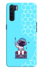 Cute Astronaut Chilling Oppo F15 Hard Case Back Cover by Casekaro