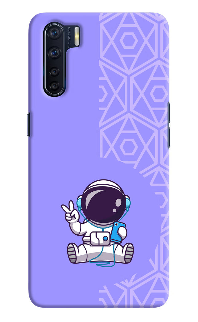 Cute Astronaut Chilling Oppo F15 Hard Case Back Cover by Casekaro
