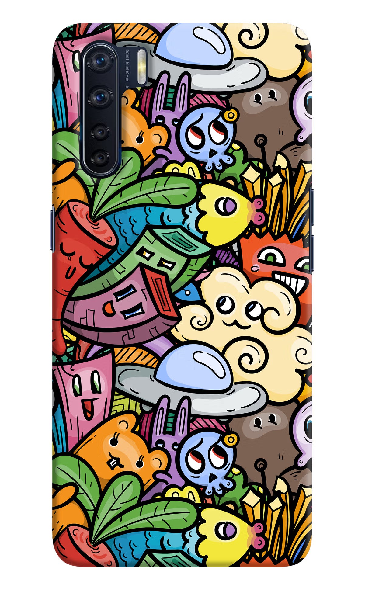 Veggie Doodle Oppo F15 Hard Case Back Cover by Casekaro