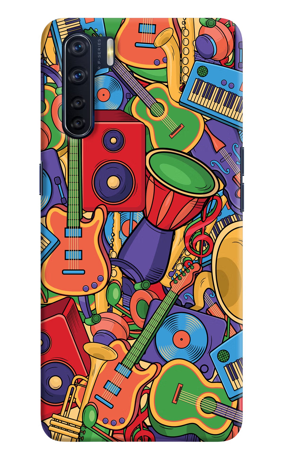 Music Instrument Doodle Oppo F15 Hard Case Back Cover by Casekaro
