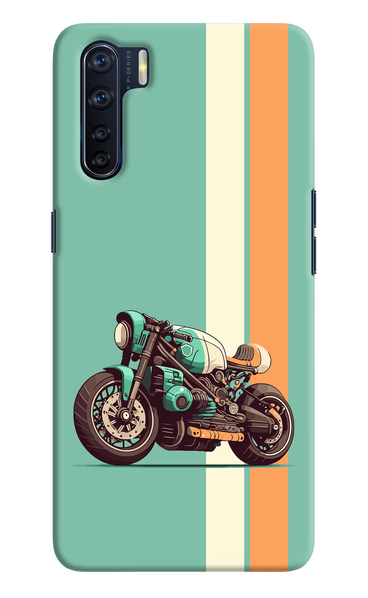 Striped Moto Drift Oppo F15 Hard Case Back Cover by Casekaro