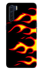 Side Sweep Flames Oppo F15 Hard Case Back Cover by Casekaro