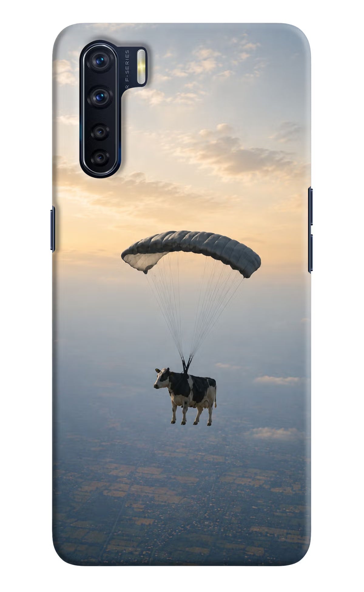 Skydiving Cow Oppo F15 Back Cover