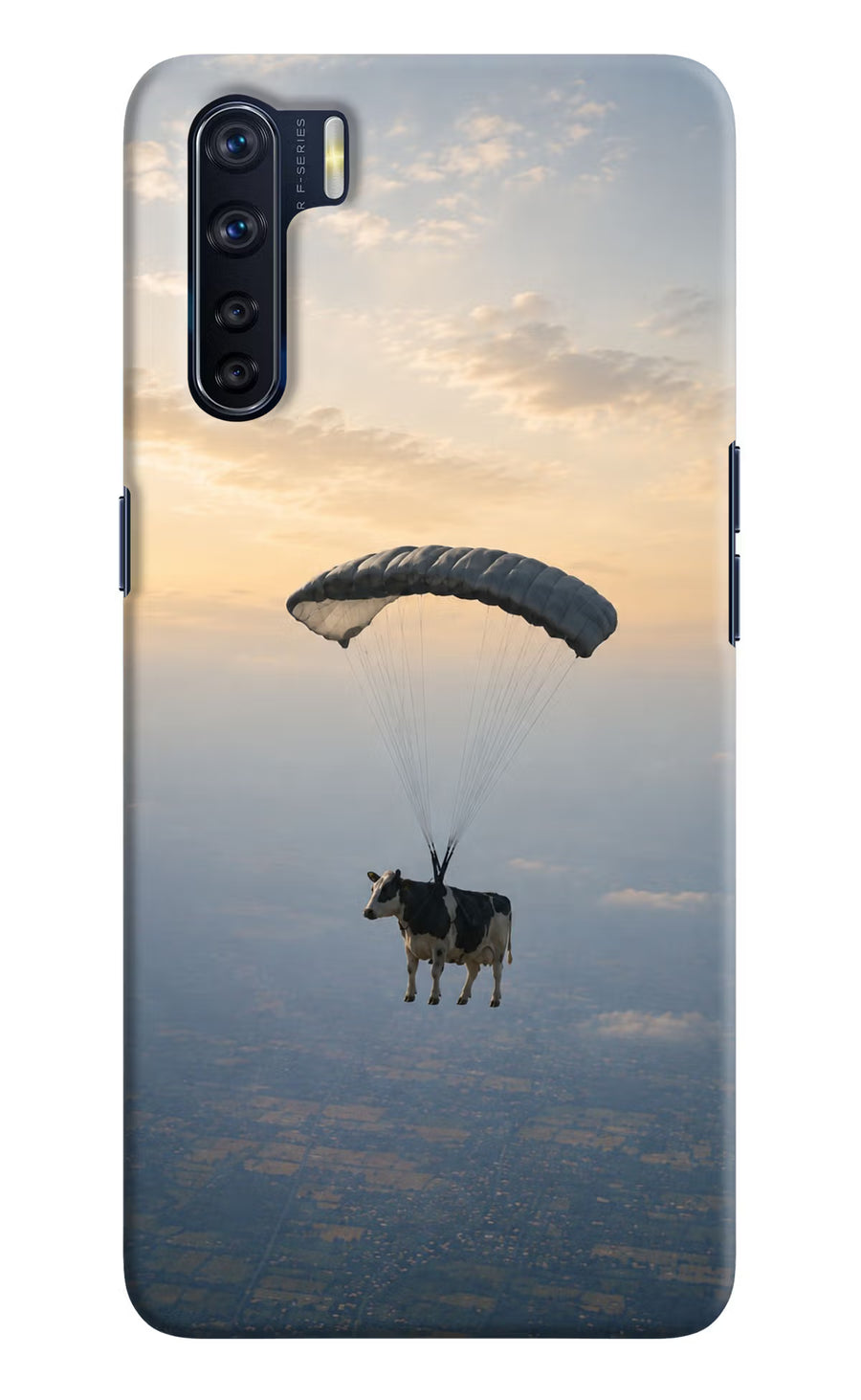 Skydiving Cow Oppo F15 Back Cover, Hard case