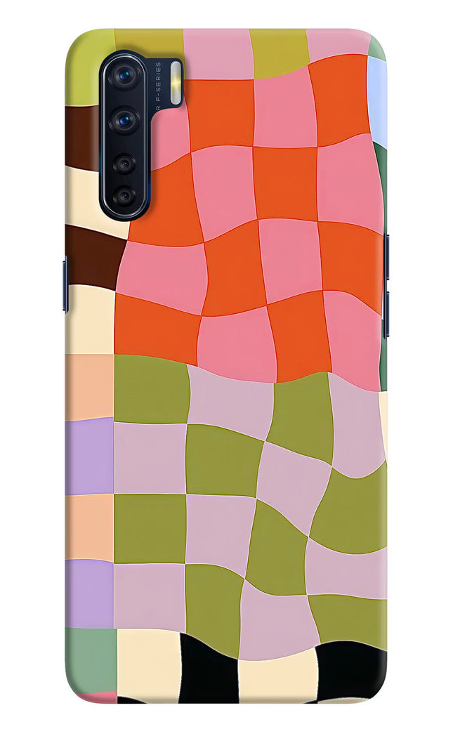 Wavy Grid Oppo F15 Hard Case Back Cover by Casekaro