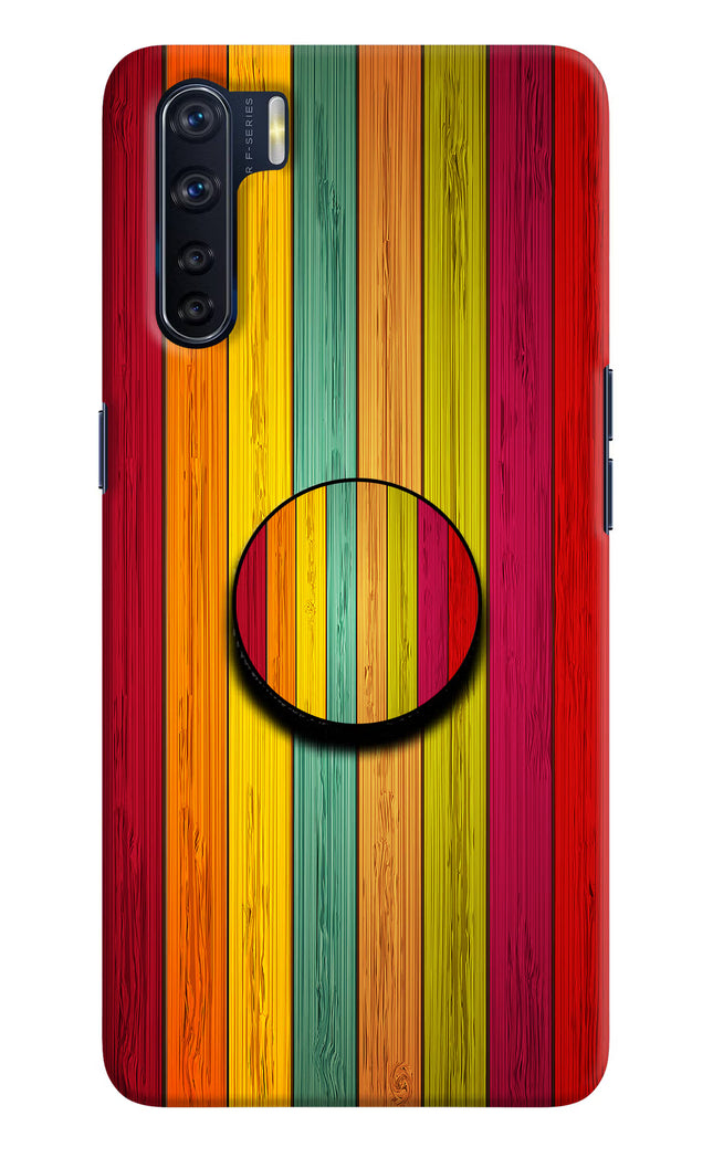 Multicolor Wooden Oppo F15 Pop Case by Casekaro