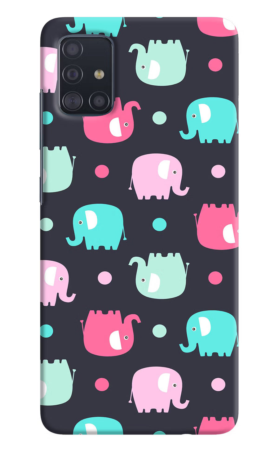 Elephants Samsung A51 Back Cover, Hard case