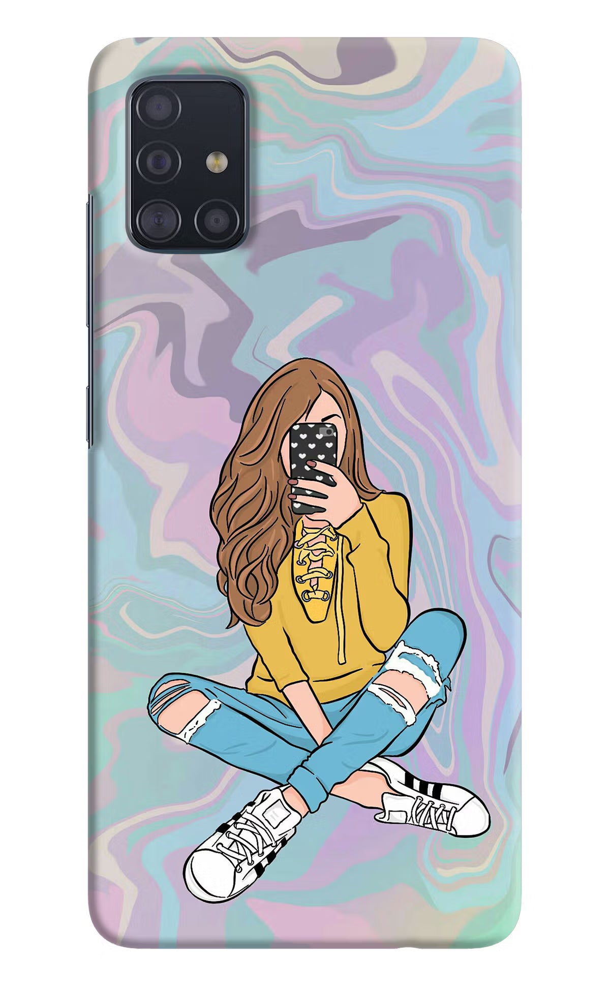 Selfie Girl Samsung A51 Hard Case Back Cover by Casekaro