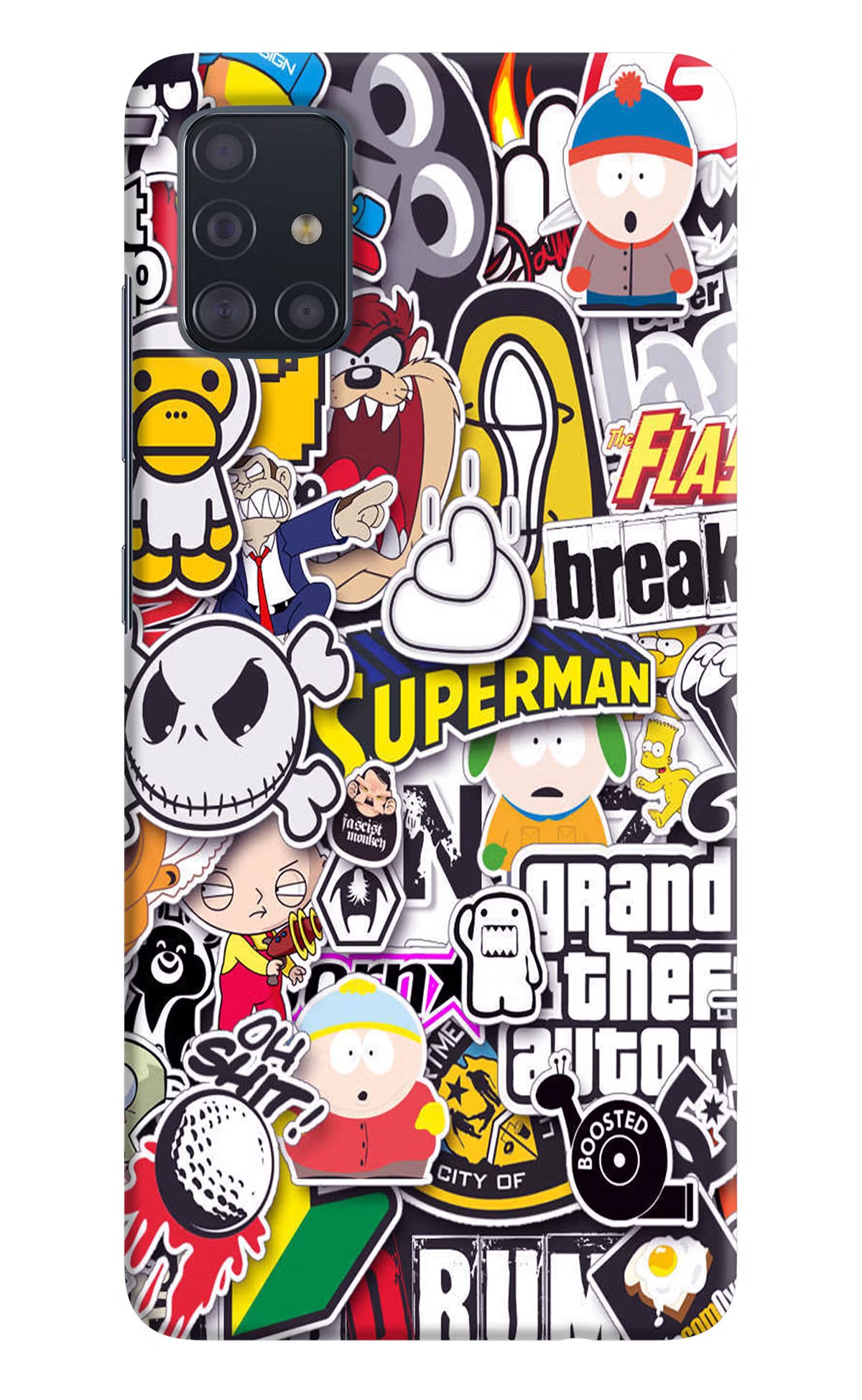 Sticker Bomb Samsung A51 Hard Case Back Cover by Casekaro