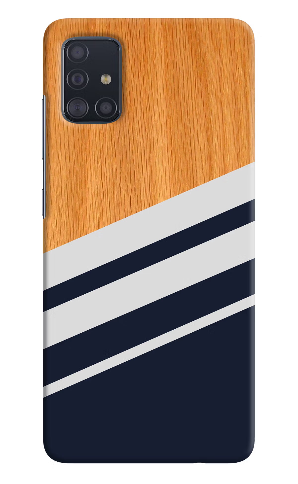 Blue and white wooden Samsung A51 Hard Case Back Cover by Casekaro