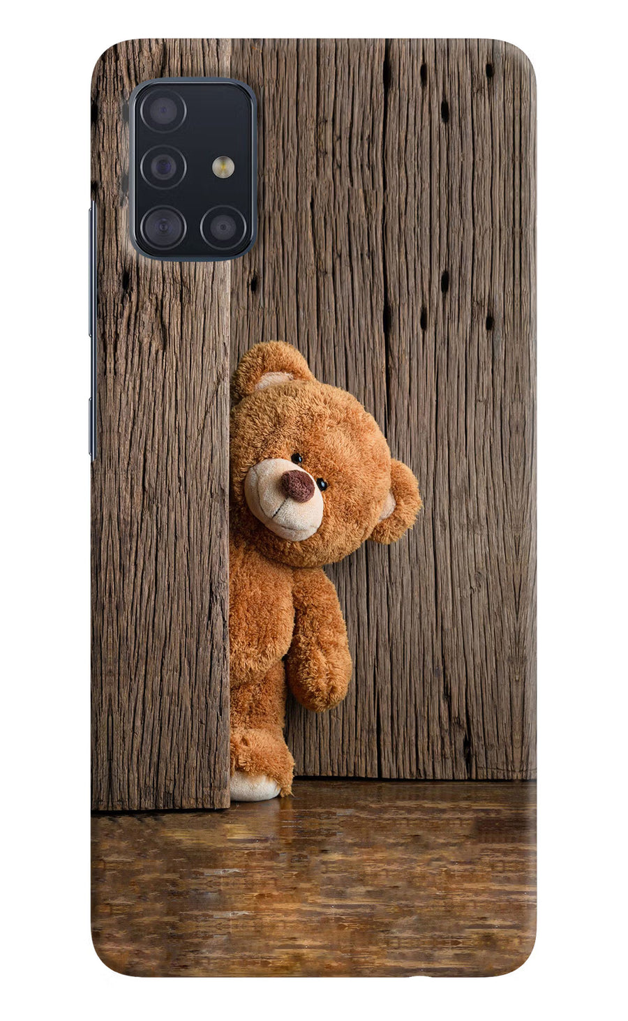 Teddy Wooden Samsung A51 Back Cover, Hard case