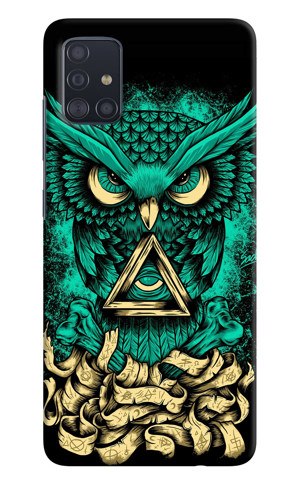 Green Owl Samsung A51 Hard Case Back Cover by Casekaro