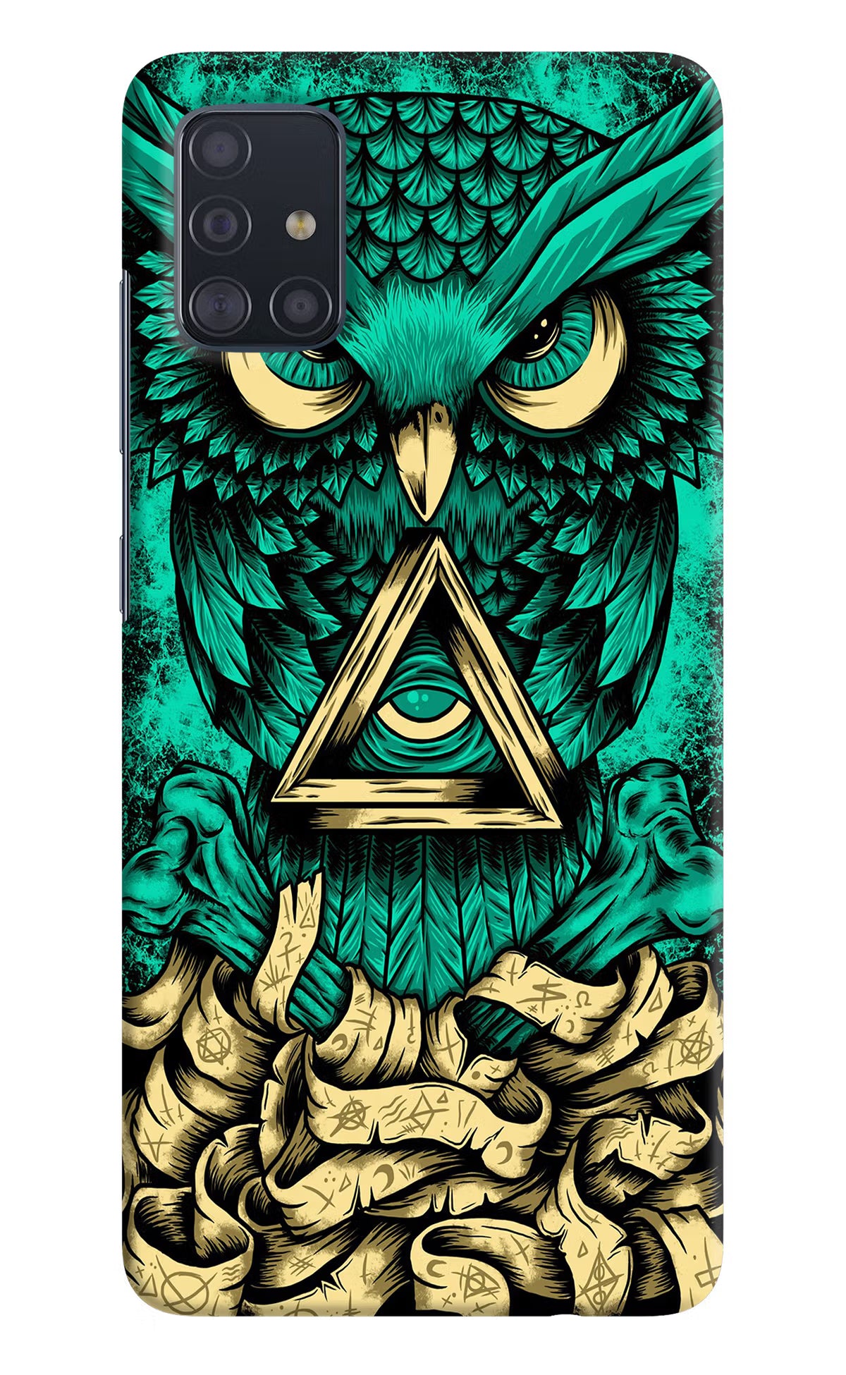 Green Owl Samsung A51 Hard Case Back Cover by Casekaro
