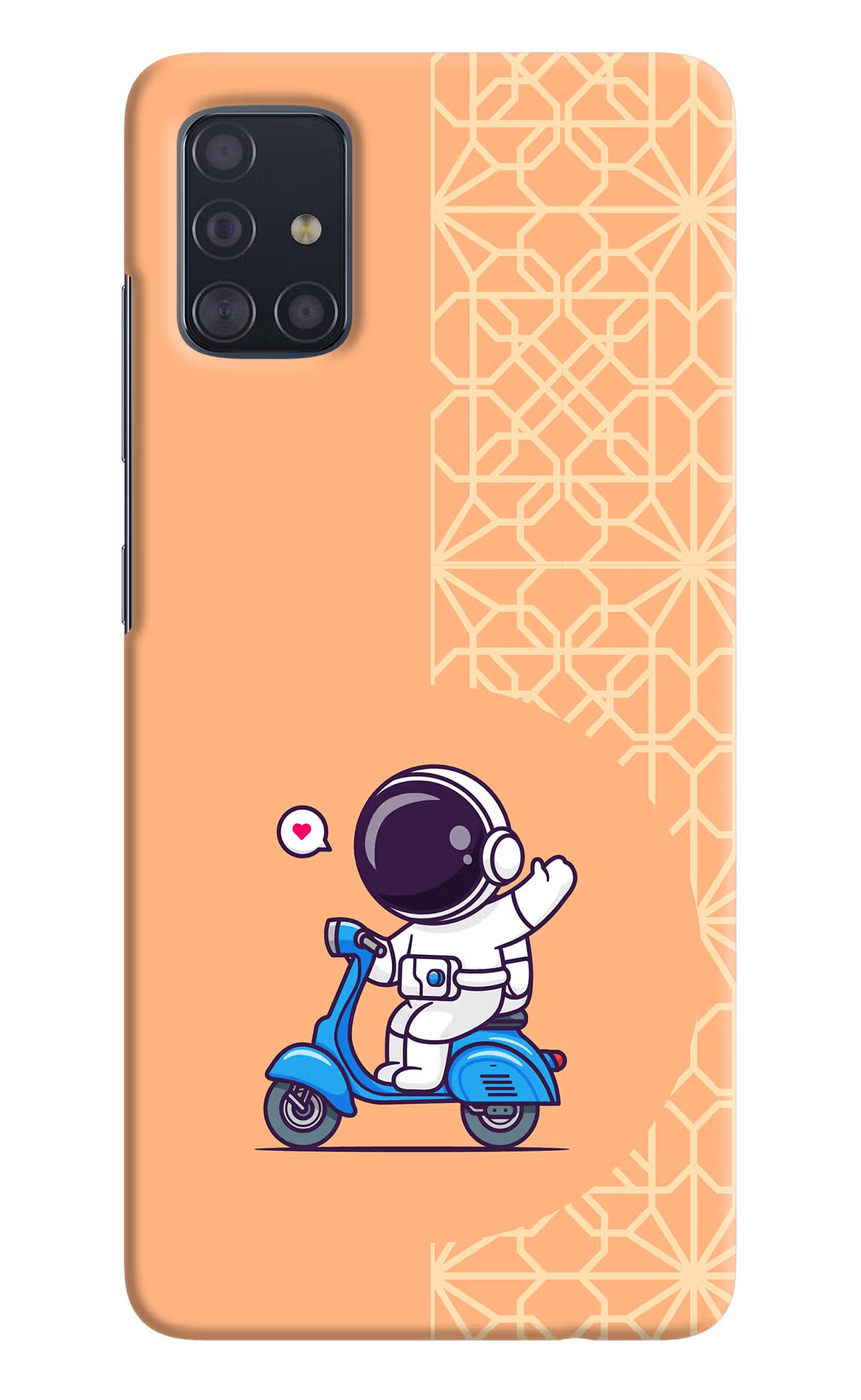 Cute Astronaut Riding Samsung A51 Hard Case Back Cover by Casekaro