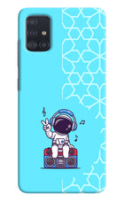 Cute Astronaut Chilling Samsung A51 Hard Case Back Cover by Casekaro