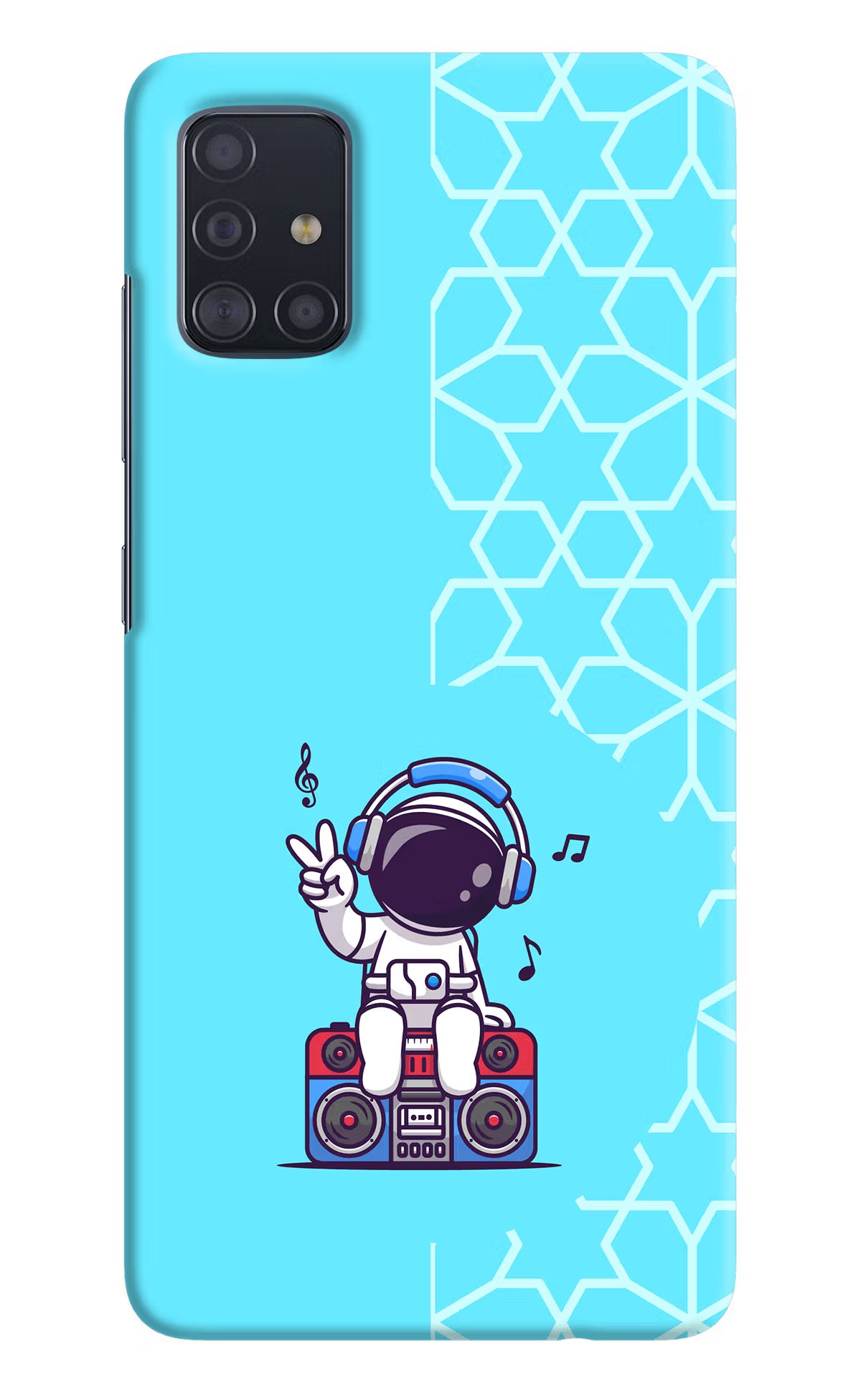 Cute Astronaut Chilling Samsung A51 Hard Case Back Cover by Casekaro