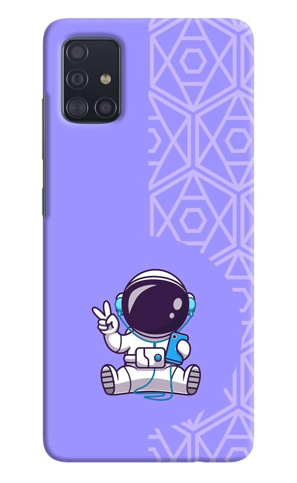 Cute Astronaut Chilling Samsung A51 Hard Case Back Cover by Casekaro