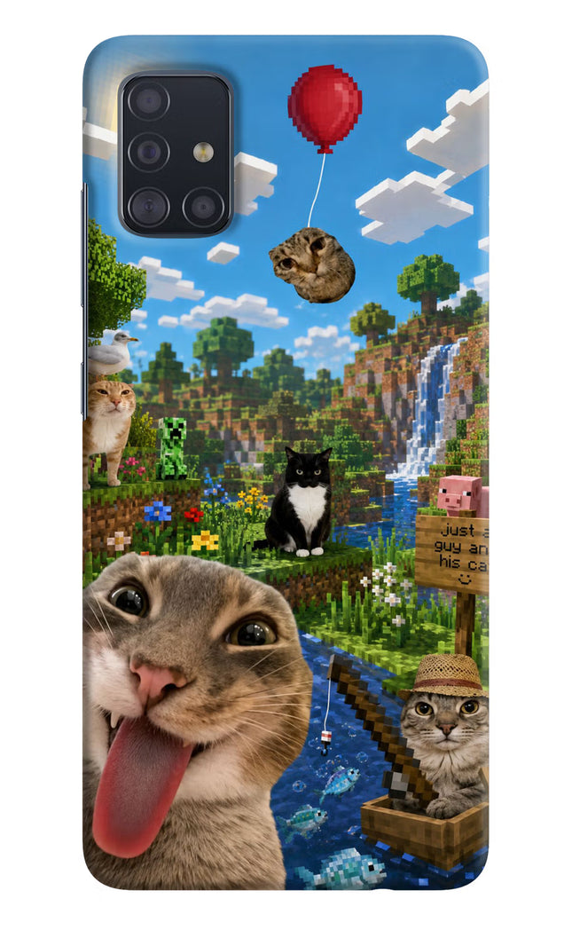 Minecraft Cat Chaos Samsung A51 Hard Case Back Cover by Casekaro
