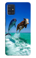 Dolphin vs Cow Samsung A51 Hard Case Back Cover by Casekaro