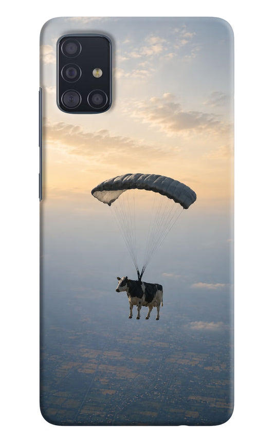 Skydiving Cow Samsung A51 Hard Case Back Cover by Casekaro