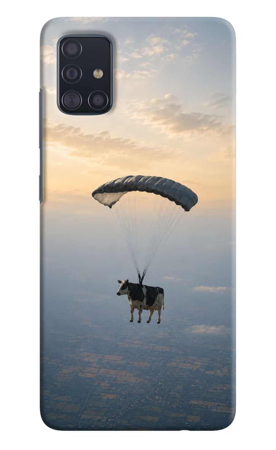 Skydiving Cow Samsung A51 Back Cover, Hard case