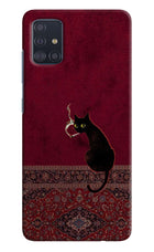 Midnight Cat Samsung A51 Hard Case Back Cover by Casekaro