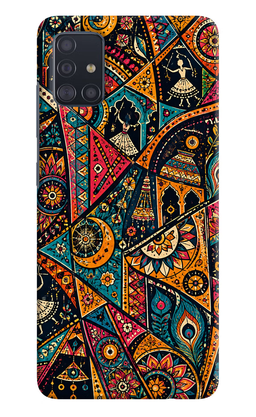 Folk Print Samsung A51 Back Cover, Hard case