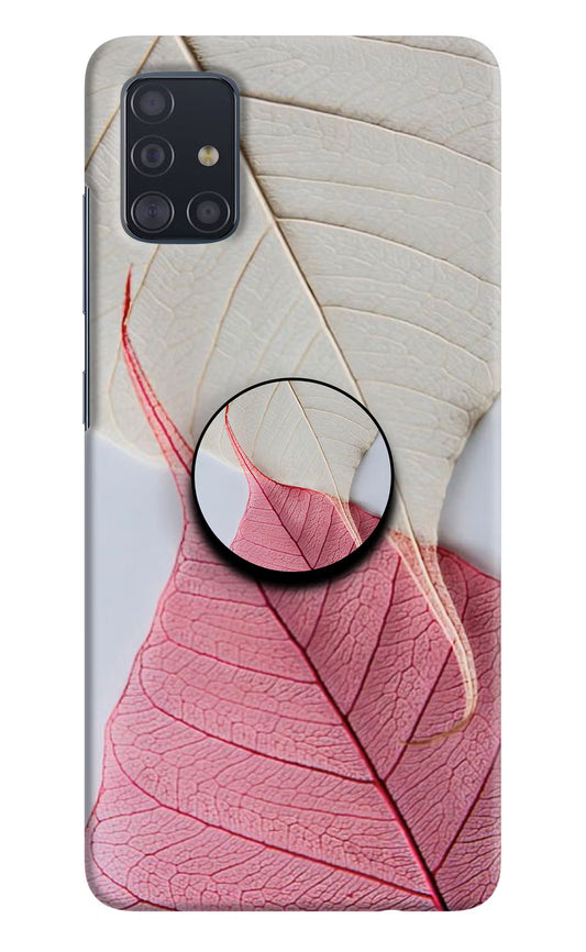 White Pink Leaf Samsung A51 Pop Case by Casekaro