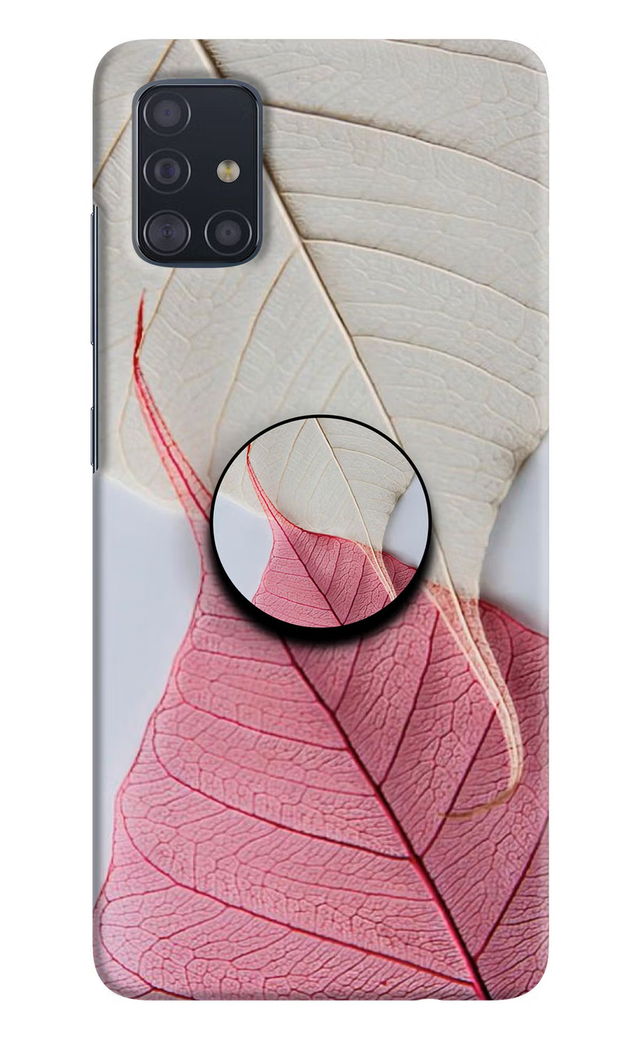White Pink Leaf Samsung A51 Pop Case, Hard case