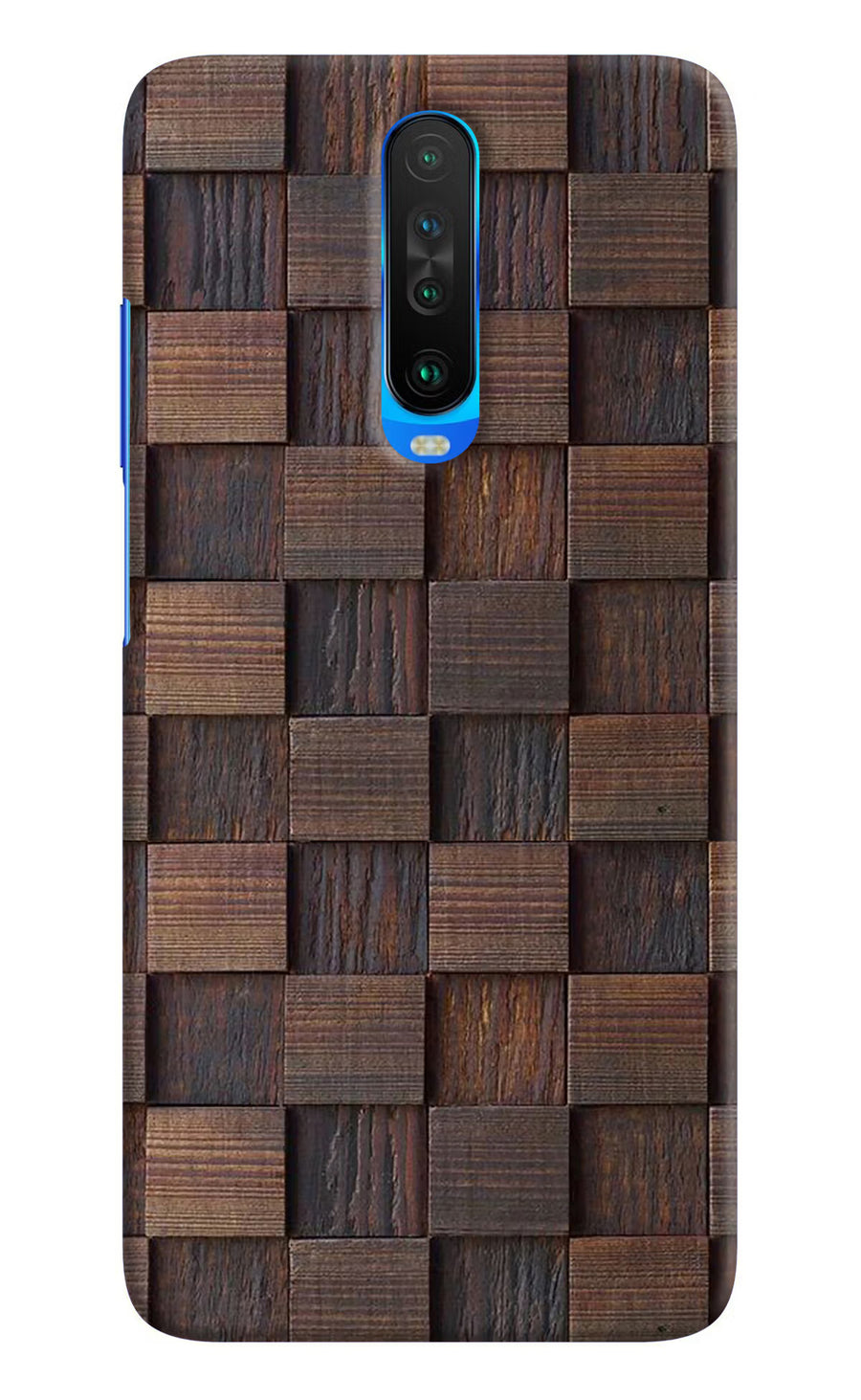 Wooden Cube Design Poco X2 Back Cover, Hard case