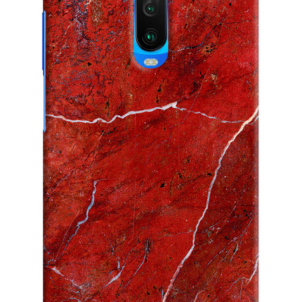 Red Marble Design Poco X2 Hard Case Back Cover by Casekaro