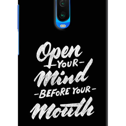 Open Your Mind Before Your Mouth Poco X2 Hard Case Back Cover by Casekaro