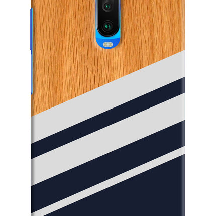 Blue and white wooden Poco X2 Hard Case Back Cover by Casekaro