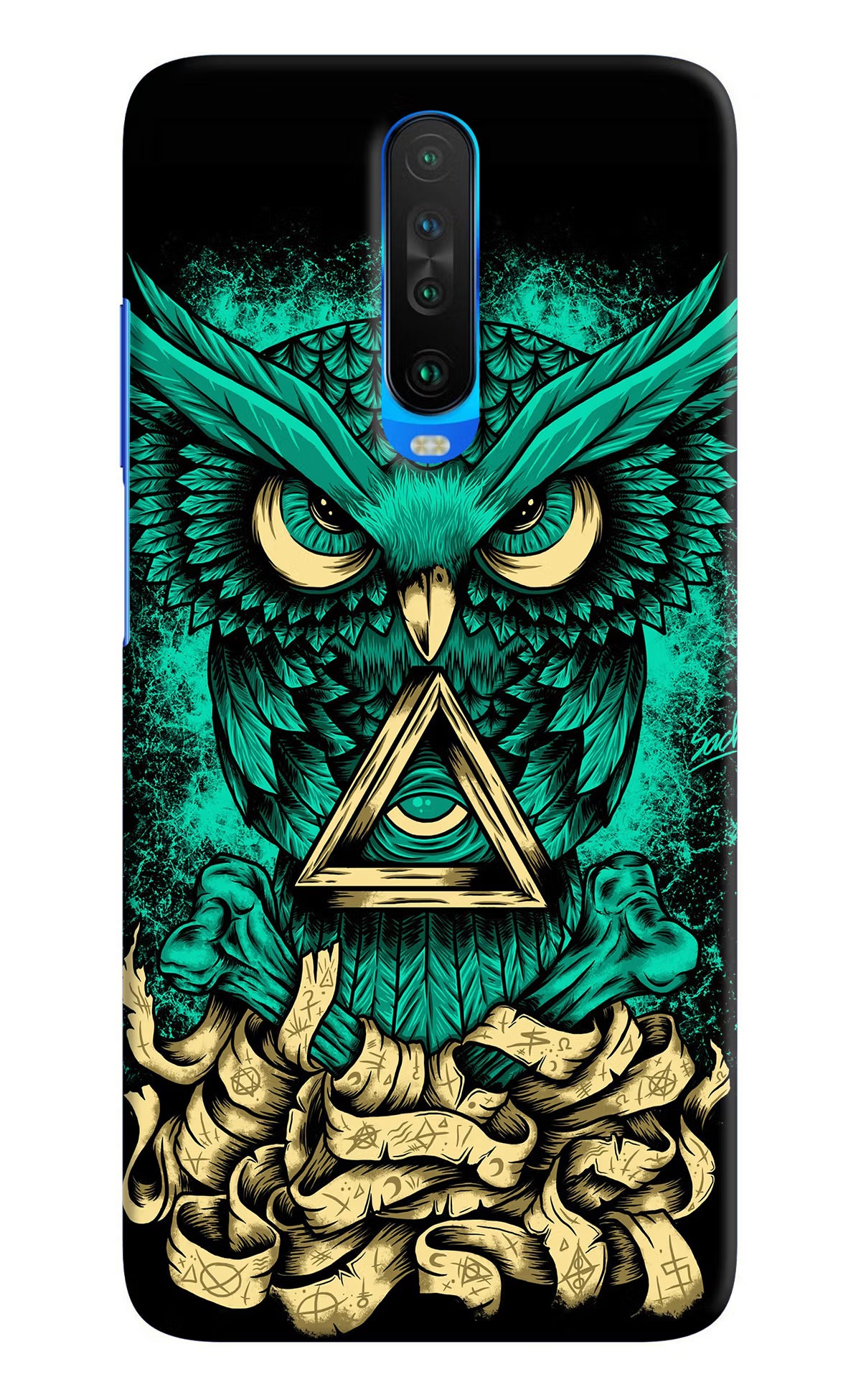 Green Owl Poco X2 Hard Case Back Cover by Casekaro